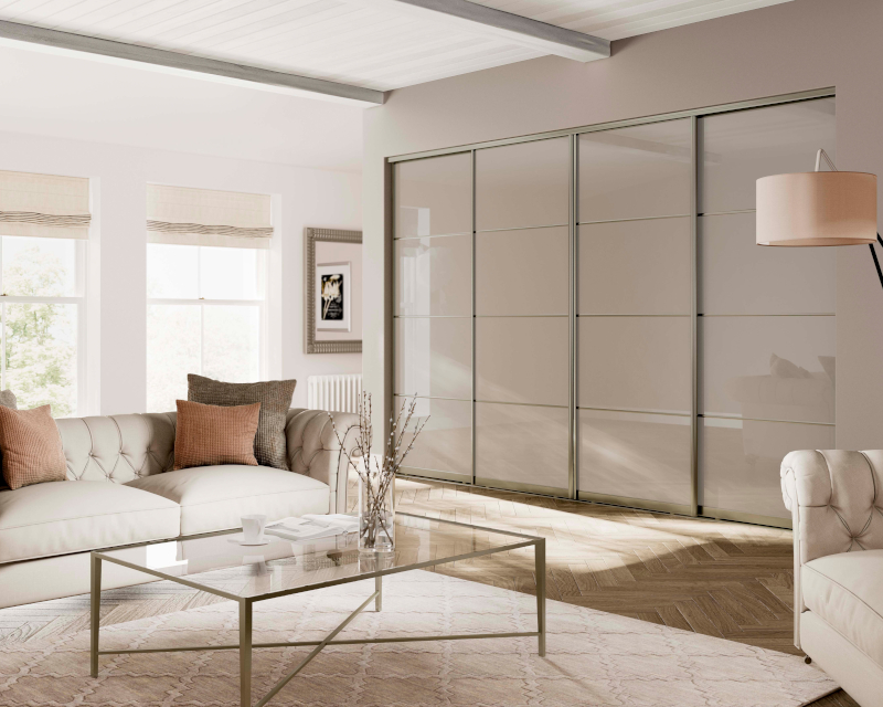 Sliding wardrobe doors with four panels