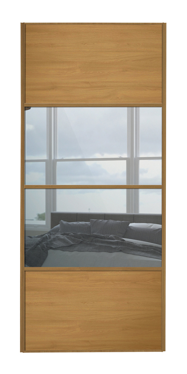  classic Four Panel, oak framed, oak/mirror/mirror/oak door