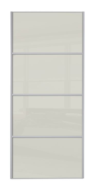  classic Four Panel, silver framed, arctic white glass/arctic white glass/arctic white glass/arctic white glass door