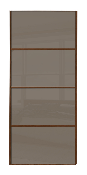  classic Four Panel, Walnut Framed, cappuccino glass/cappuccino glass/cappuccino glass/cappuccino glass door