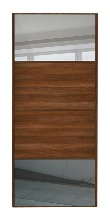  classic Four Panel, Walnut Framed, mirror/Walnut/Walnut/mirrort door