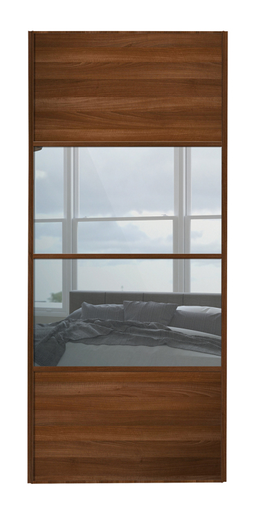  classic Four Panel, Walnut Framed, Walnut/mirror/mirror/Walnut door
