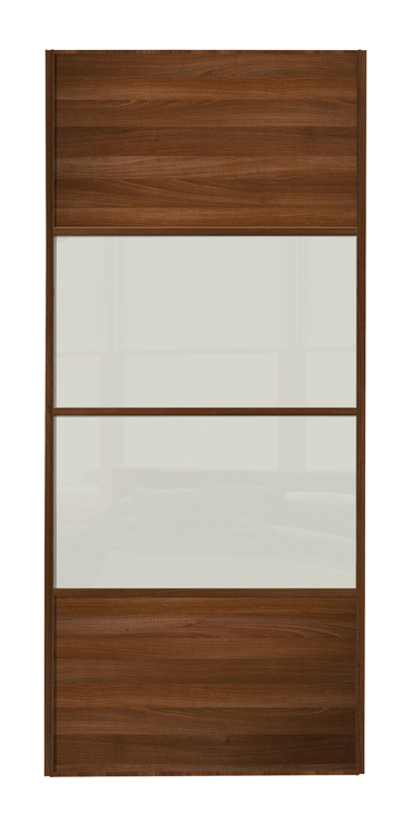  classic Four Panel, Walnut Framed, Walnut/arctic white glass/arctic white glass/Walnut door