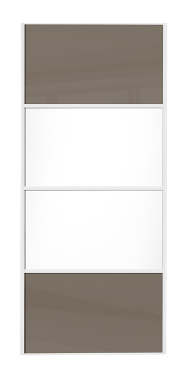  classic Four Panel, white framed, cappuccino glass/white/white/cappuccino glass door