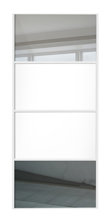  classic Four Panel, white framed, mirror/white/white/mirror door