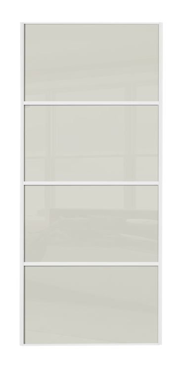  classic Four Panel, white framed, arctic white glass/arctic white glass/arctic white glass/arctic white glass door