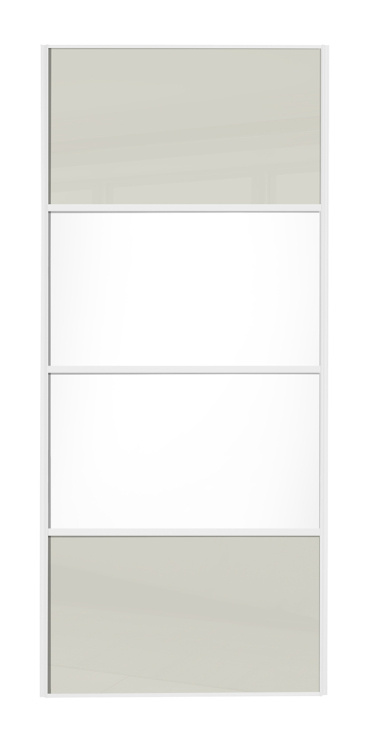  classic Four Panel, white framed, arctic white glass/white/white/arctic white glass door