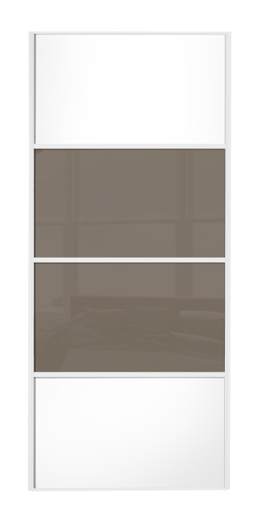  classic Four Panel, white framed, white/cappuccino glass/cappuccino glass/white door