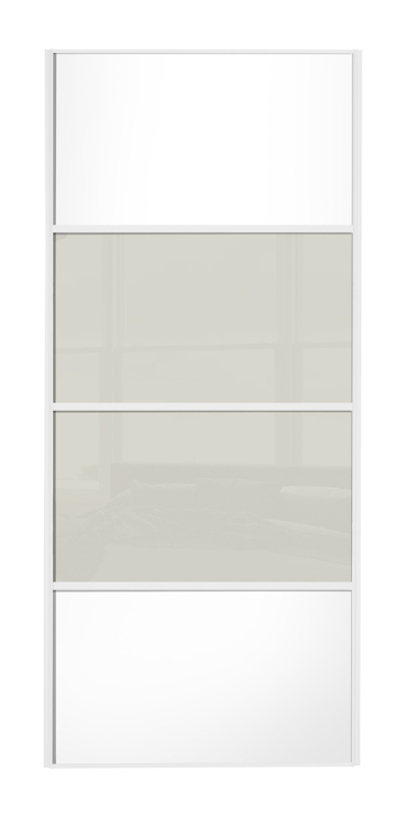  classic Four Panel, white framed, white/arctic white glass/arctic white glass/white door