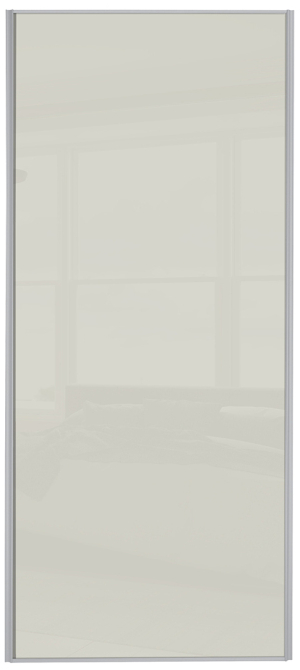  classic Single panel, silver framed, arctic white glass door