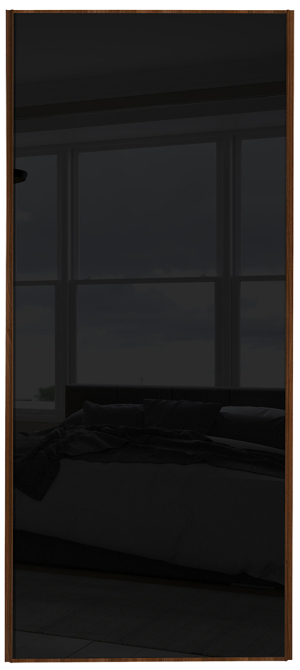  classic Single panel, walnut framed, black glass door