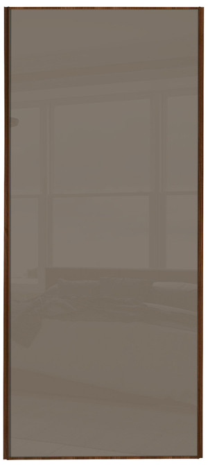  classic Single panel, walnut framed, cappuccino glass door