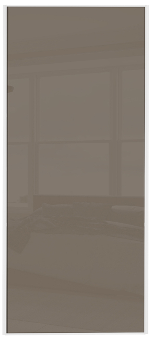  classic Single panel, white framed, cappuccino glass door