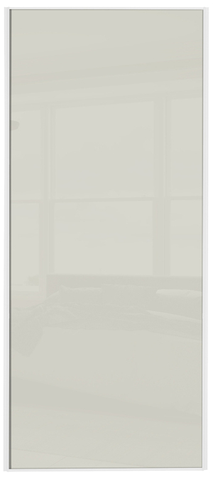  classic Single panel, white framed, arctic white glass door