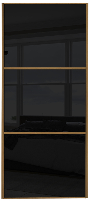  classic Wideline, oak framed, black glass/black glass/black glass door