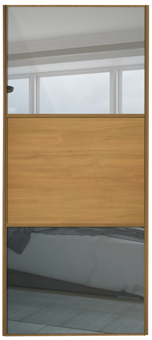  classic Wideline, oak framed, mirror/oak/mirror door