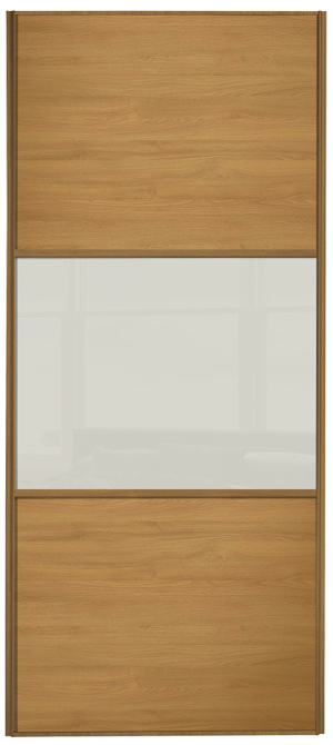  classic Wideline, oak framed, oak/arctic white glass/oak door