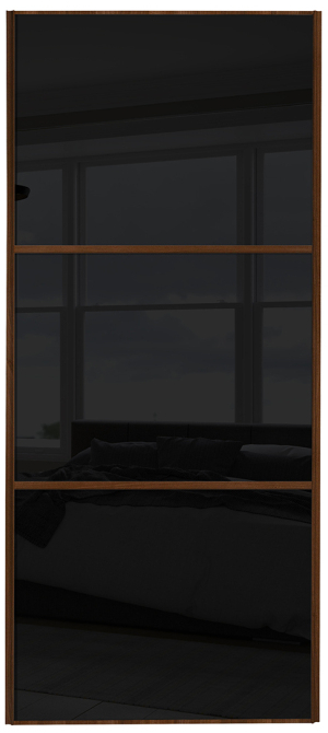  classic Wideline, walnut framed, black glass/black glass/black glass door
