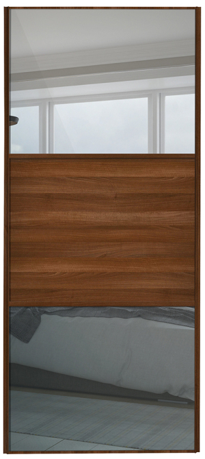  classic Wideline, walnut framed, mirror/walnut/mirror door