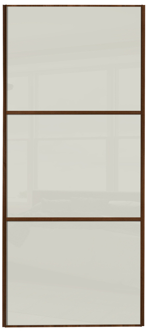  classic Wideline, walnut framed, arctic white glass/arctic white glass/arctic white glass door