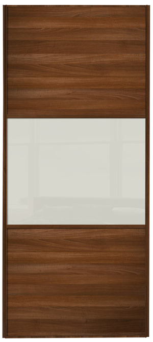  classic Wideline, walnut framed, walnut/arctic white glass/walnut door