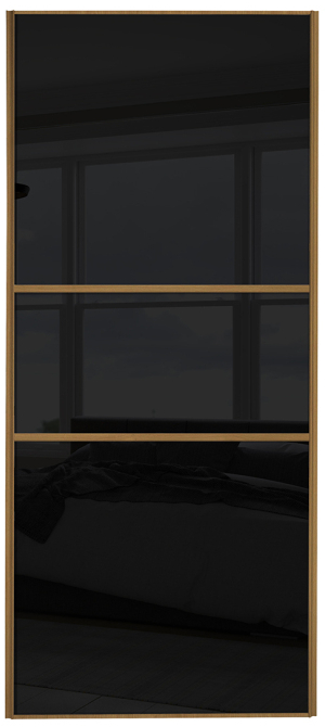  classic fineline, oak framed, black glass/black glass/black glass door