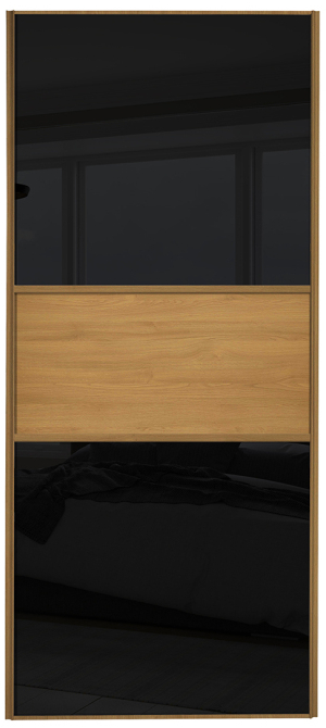  classic fineline, oak framed, black glass/oak/black glass door