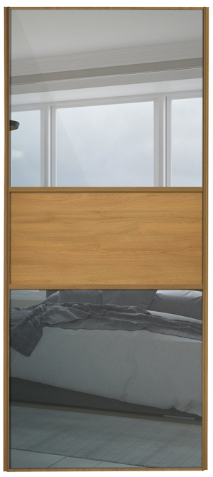 classic fineline, oak framed, mirror/oak/mirror door