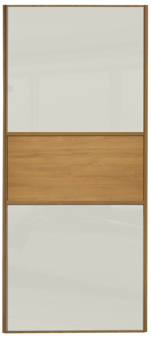  classic fineline, oak framed, arctic white glass/oak/arctic white glass door
