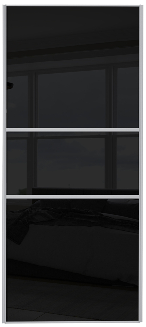  classic fineline, silver framed, black glass/black glass/black glass door
