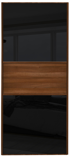  classic fineline, walnut framed, black glass/walnut/black glass door