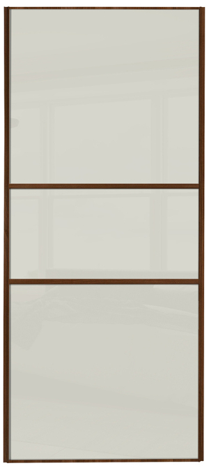  classic fineline, walnut framed, arctic white glass/arctic white glass/arctic white glass door