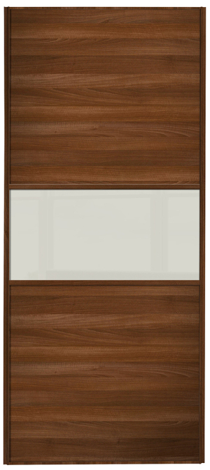  classic fineline, walnut framed, walnut/arctic white glass/walnut door