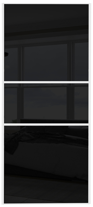 classic fineline, white framed, black glass/black glass/black glass door