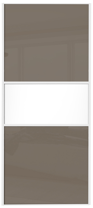  classic fineline, white framed, cappuccino glass/white/cappuccino glass door