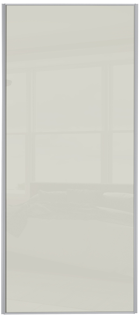 Heritage Silver frame, arctic white glass door