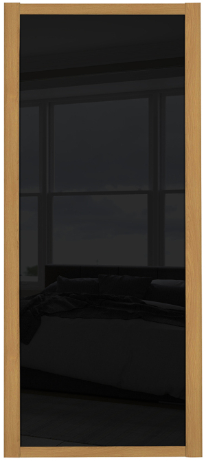 Shaker Single panel, oak framed, black glass door