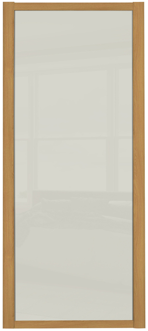 Shaker Single panel, oak framed, arctic white glass door