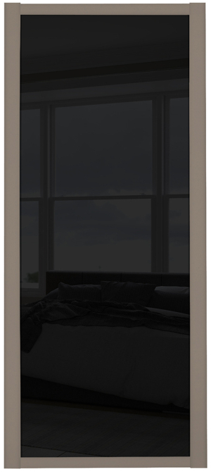 Shaker Single panel, Stone Grey frame, black glass door
