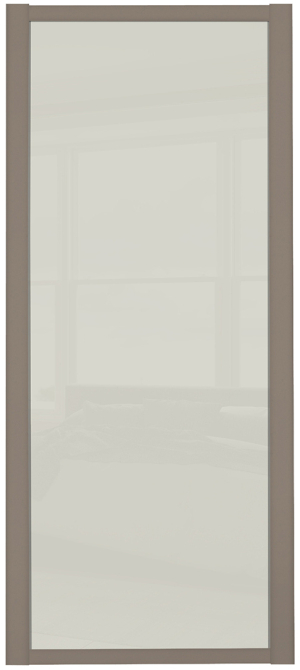 Shaker Single panel, Stone Grey frame, arctic white glass door