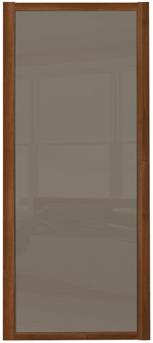 Shaker Single panel, walnut framed, cappuccino glass door