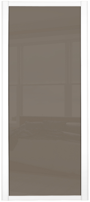 Shaker Single panel, white framed, cappuccino glass door