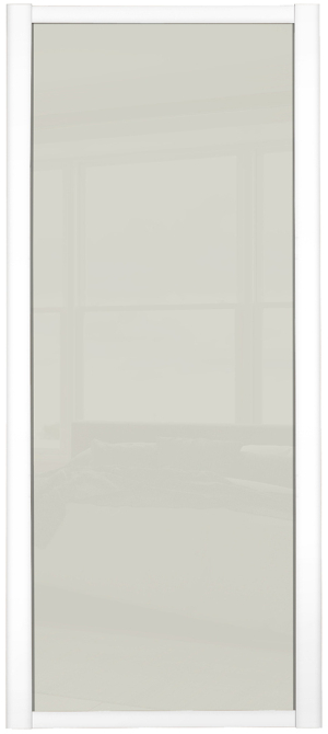Shaker Single panel, white framed, arctic white glass door