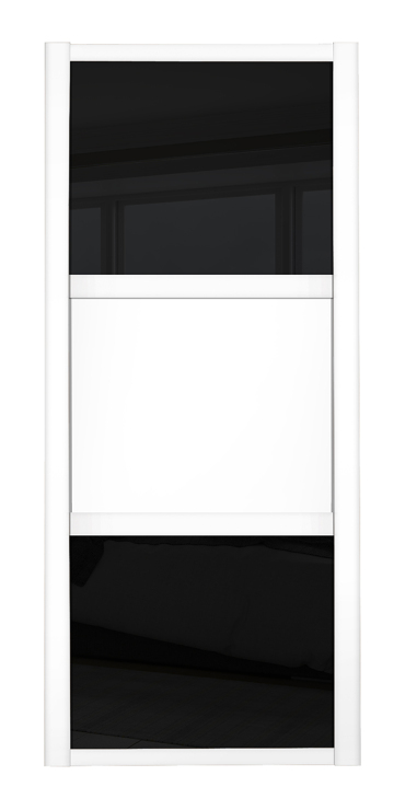 Shaker Wideline, white framed, black glass/white/black glass door