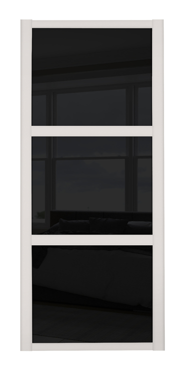 Shaker Wideline, Cashmere framed, black glass/black glass/black glass door