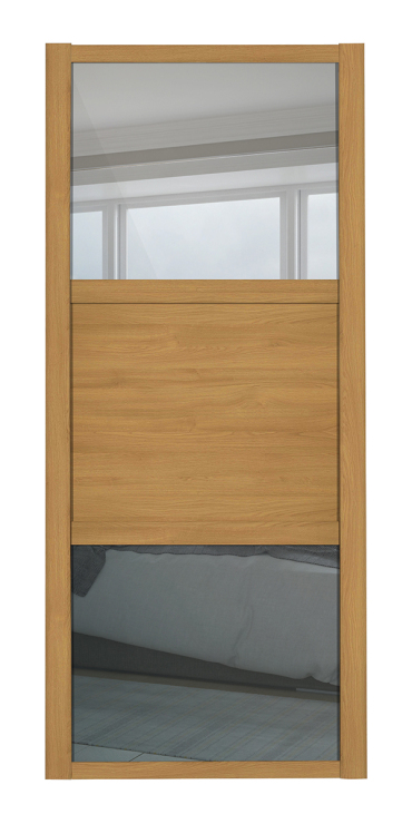 Shaker Wideline, oak framed, mirror/oak/mirror door