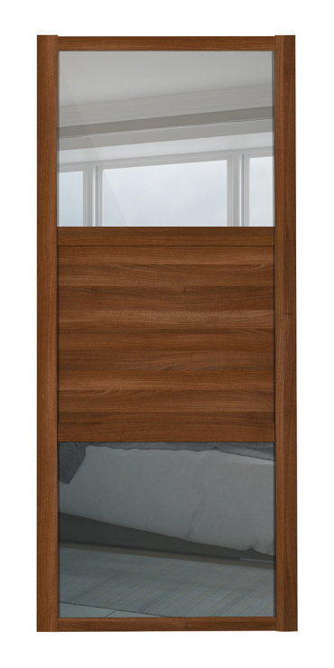 Shaker Wideline, walnut framed, mirror/walnut/mirror door