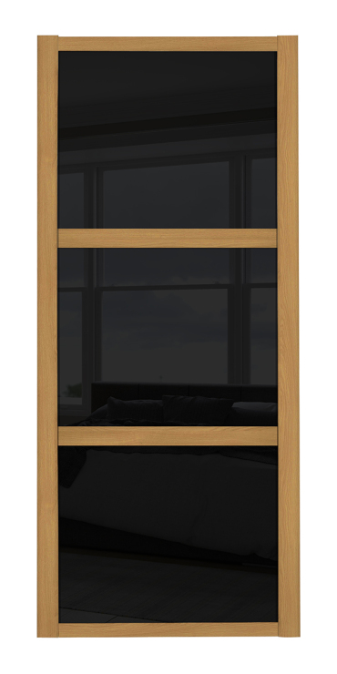 Shaker Wideline, oak framed, black glass/black glass/black glass door