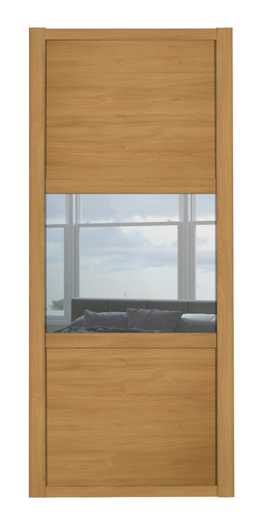 Shaker Wideline, oak framed, oak/mirror/oak door