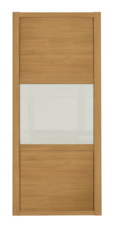 Shaker Wideline, oak framed, oak/arctic white glass/oak door